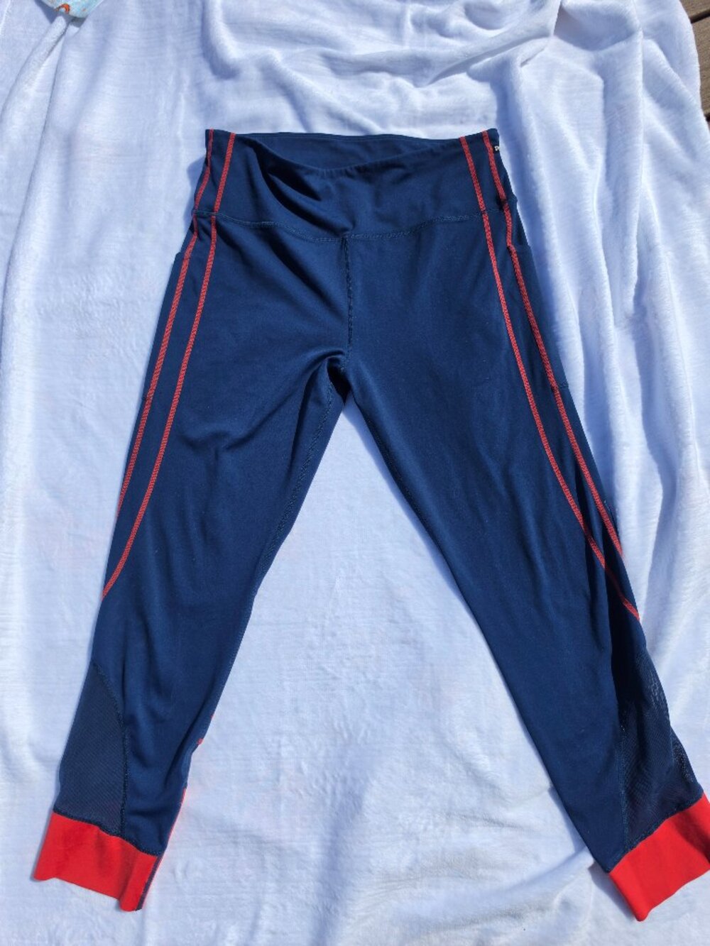 Zyia Active Scarlet and Navy Game Day 7/8 Leggings Red and Blue Leggings